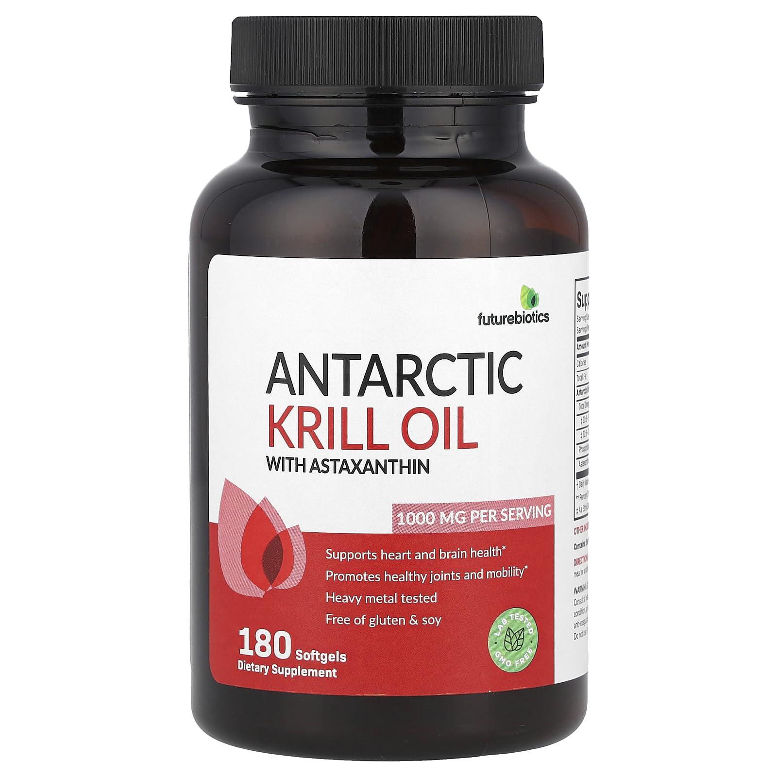 Futurebiotics Futurebiotics Antarctic Krill Oil with Astaxanthin, 1,000 mg, 180 Softgels (500 mg Per Softgel)