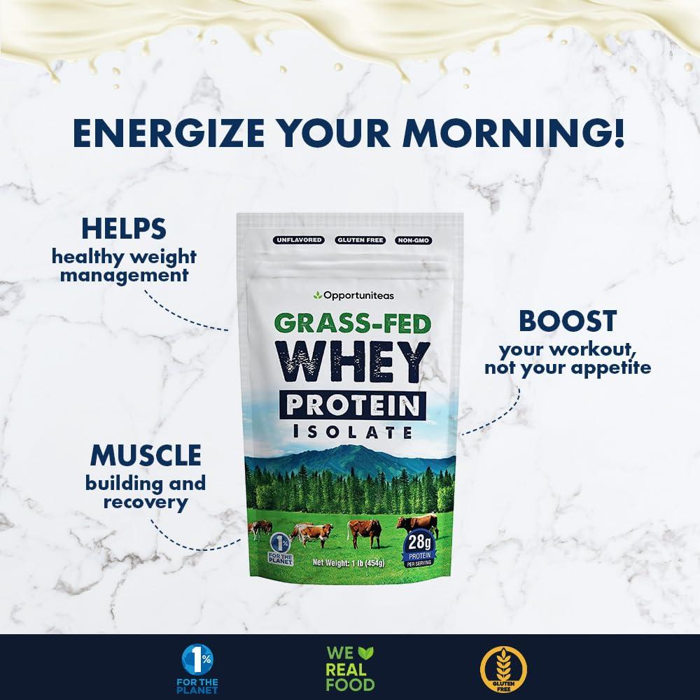 Opportuniteas Opportuniteas Grass Fed Unflavored Whey Protein & Liver Detox Matcha Tea - Support your muscles while cleansing your liver - Bundle