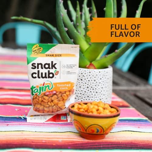 Snak Club Snak Club Toasted Corn, Tajin Clásico Chili & Lime Flavor, Crunchy, Flavorful Low-Cholesterol Individual Snacks, 2.5oz (Pack of 12)