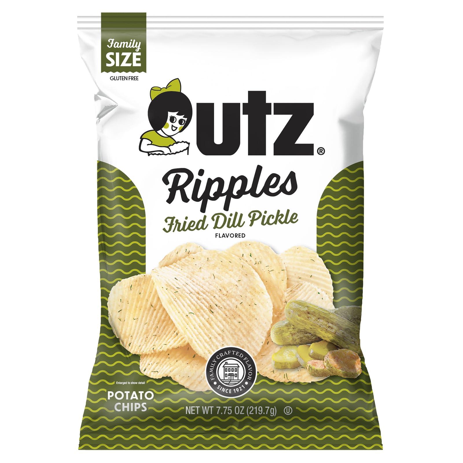 Utz Utz Dill Pickle Rippled Potato Chips, 7.75 oz