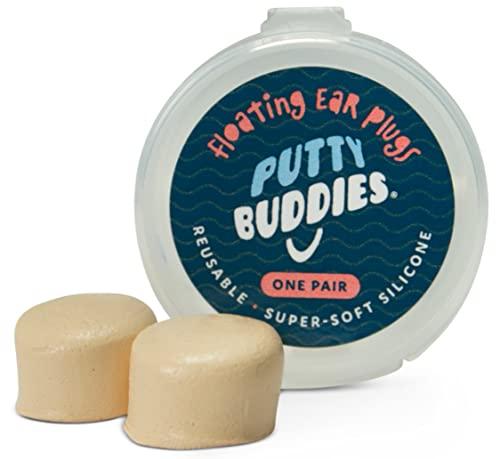 Putty Buddies PUTTY BUDDIES Floating Earplugs 10-Pair Pack - Soft Silicone Ear Plugs for Swimming & Bathing - Invented by Physician - Keep Water Out - Premium Swimming Earplugs - Doctor Recommended (Tan)