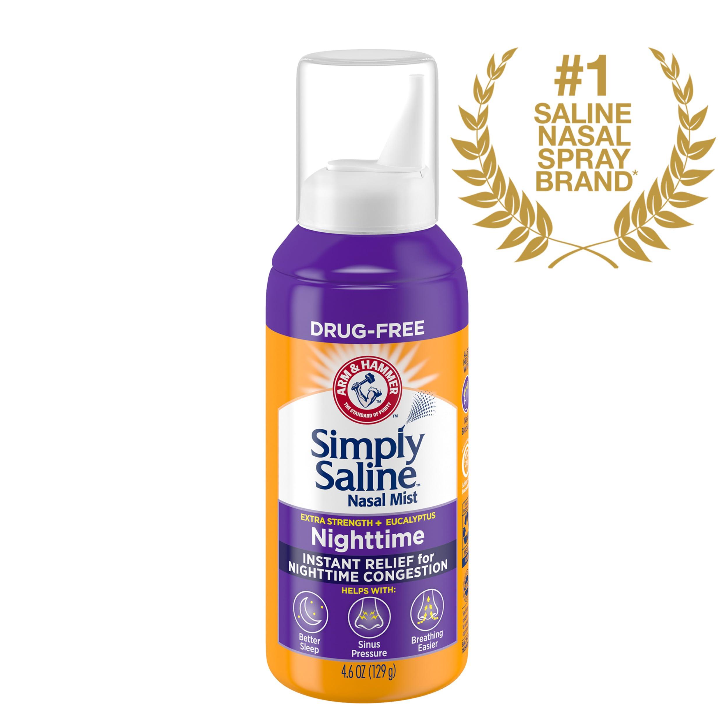 Arm & Hammer ARM & HAMMER Simply Saline Nighttime Nasal Mist 4.6oz- Instant Relief for SEVERE Congestion- One 4.6oz Bottle