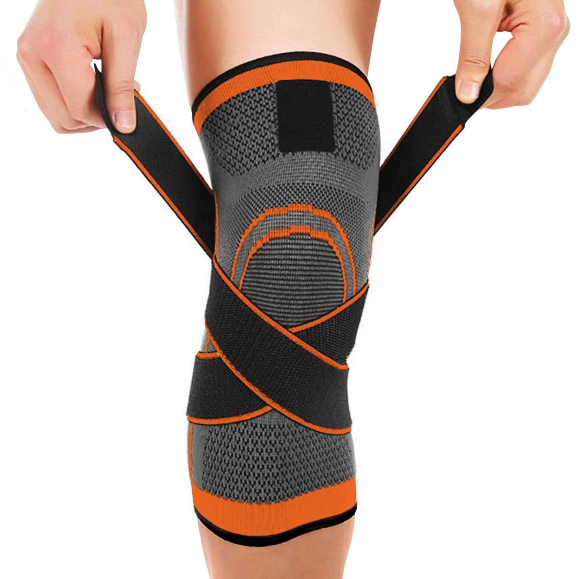 DCF DCF Knee Braces, Knee Sleeve for Men and Women - knee compression sleeve, knee Pain Relief, fitness knee Support for Sports Arthritis Working Out Running Basketball, Weightlifting, Gym (2XL, Orange)