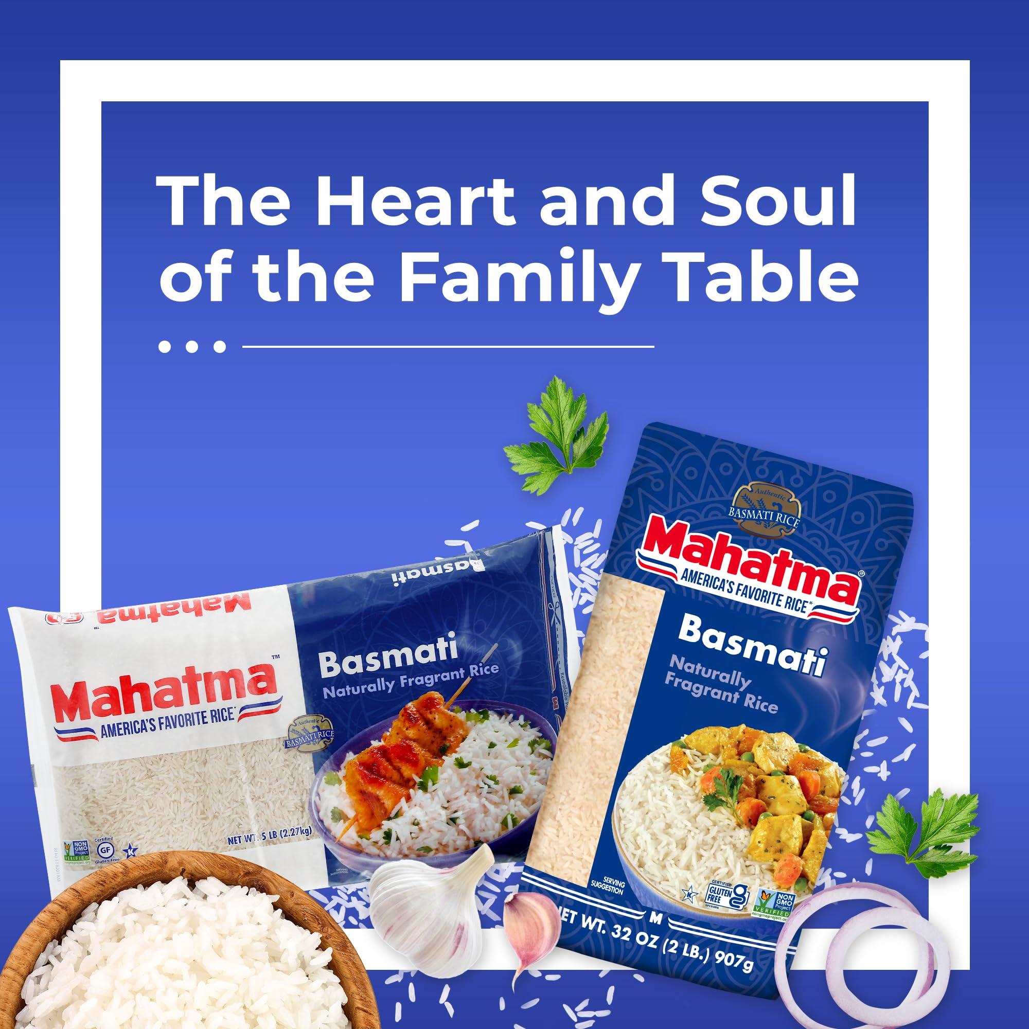 Mahatma Mahatma Indian Basmati Rice, 80-Ounce Bag of Rice, Fluffy, Floral, and Nutty-Flavored Rice, Stovetop or Microwave Rice