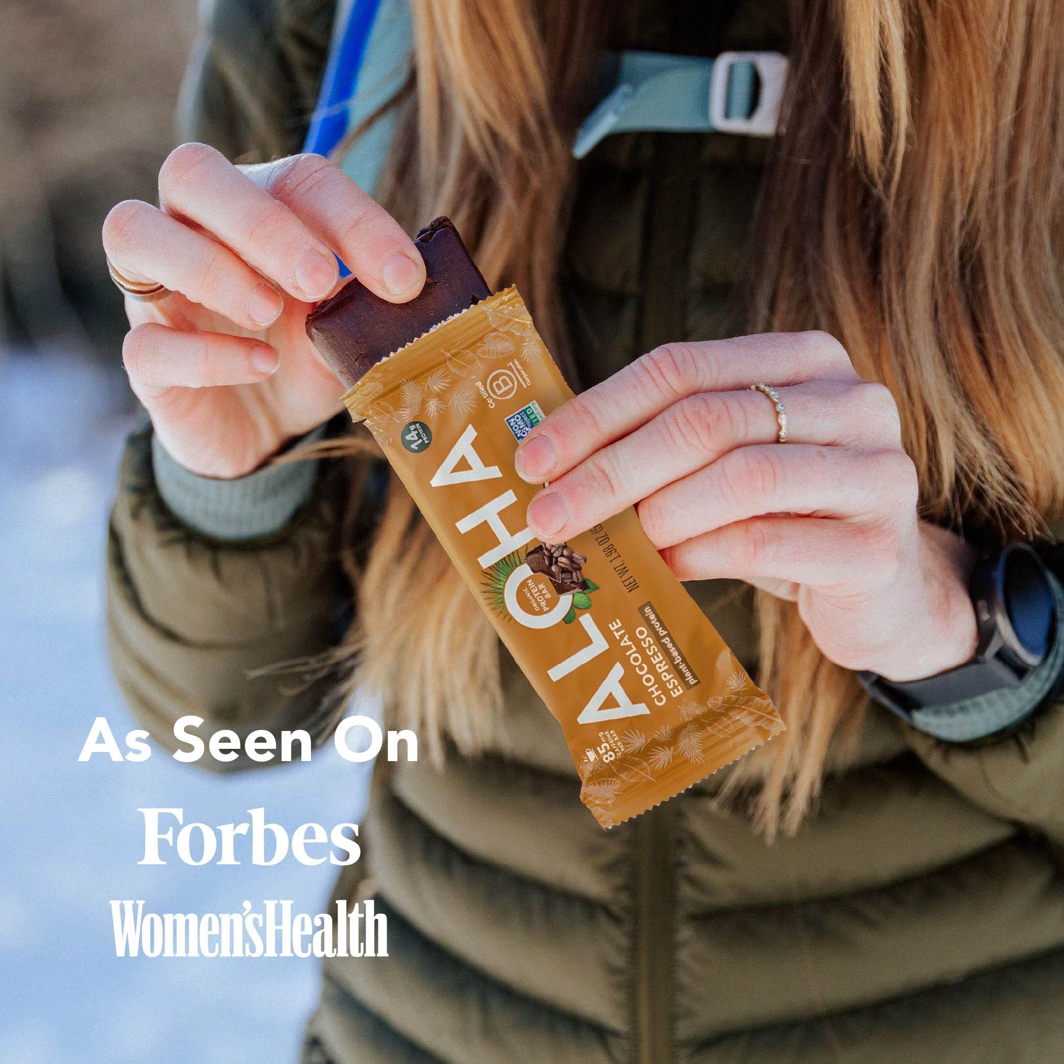 ALOHA ALOHA Organic Plant Based Protein Bars - Chocolate Espresso (85mg Caffeine) - 12 Bars, Vegan, Low Sugar, Gluten-Free, Paleo, Low Carb, Non-GMO, No Stevia, No Erythritol