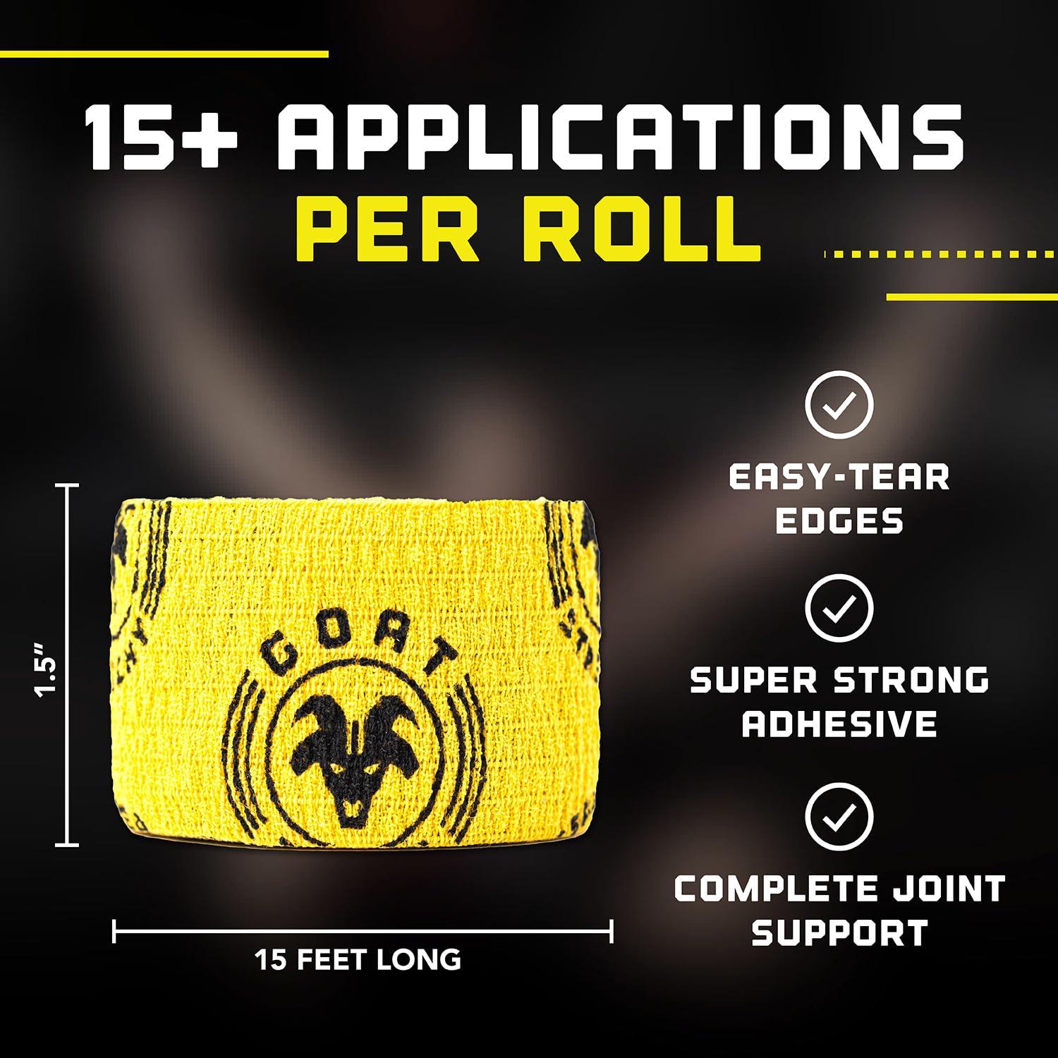 Goat Tape Goat Tape Super Stretchy Thumb Tape - Weightlifting Hook Grip Tape & WOD Tape for Cross Training, Gym Workout Tape, Athletic Finger Wrap - Flexes with Every Move - 15 Feet per Roll (Black 6-Pack)