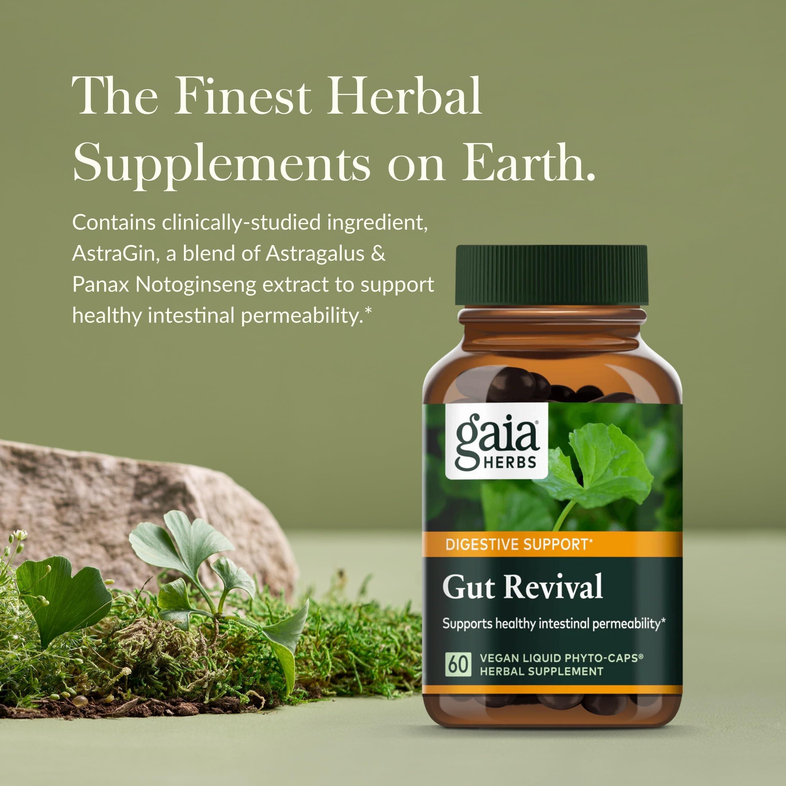 Gaia Herbs Gaia Herbs Gut Revival - Herbal Digestive Supplement to Support Gut Health - Made with Astragalus, Gotu Kola, Jujube & More - Free from Dairy, Soy & Gluten - 60 Vegan Capsules (60 Servings)