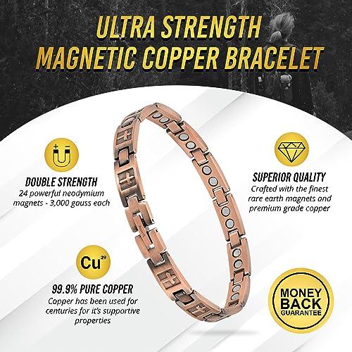 MagnetRX MagnetRX Copper Cross Bracelets for Women Effective Magnetic Womens Bracelet with Cross Adjustable Cross Bracelet with Included Sizing Tool (Cross)