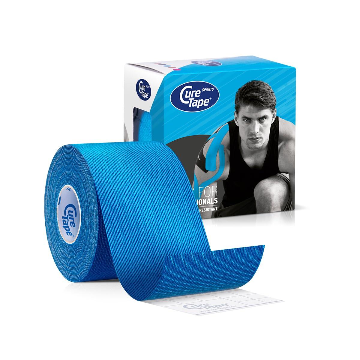 CureTape CureTape® Sports Kinesiology Tape Blue | 30% Stronger Adhesion | K-Tape for Extreme Conditions | Quick Dry Viscose | Waterproof Muscle Tape | for Increased Athletic Performance & Faster Recovery