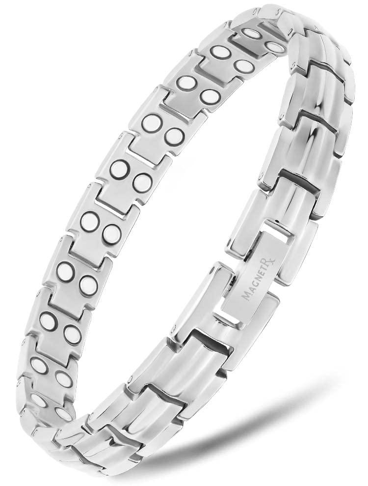 MagnetRX MagnetRX® Women's Ultra Strength Magnetic Bracelet - Effective Titanium Magnetic Bracelets for Women - Adjustable Bracelet Length with Sizing Tool for Perfect Fit (Silver)