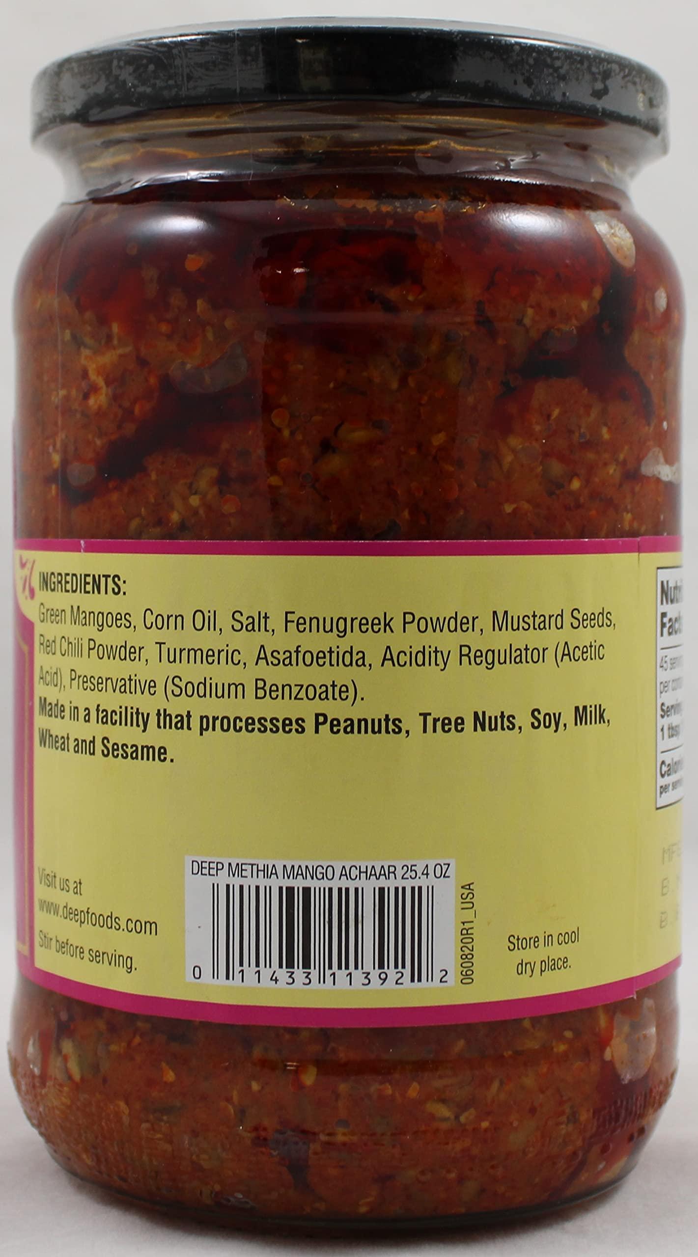 DEEP Deep Authentic Indian Spice Mix Blend Methia Mango Pickle - 25.4 Oz | Ready to Use Rich Aroma and Taste of Achar | Mango, Fenugreek, Mustard, Asafoetida | Vegetarian | No Artificial Colours