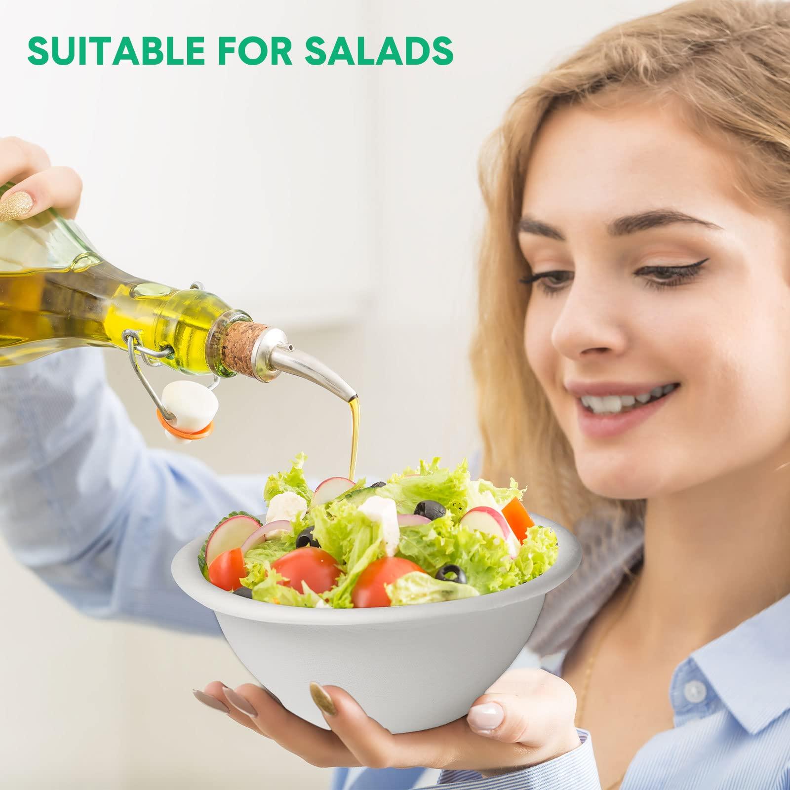 Potchen 300 Pack Disposable Paper Bowls Quality White Bowls Small Sugar Cane Fibers Party for Ice Cream Fruits Salad Soup Hot or Cold Use Catering Picnics Camping and Restaurant Supplies(8 oz,White)