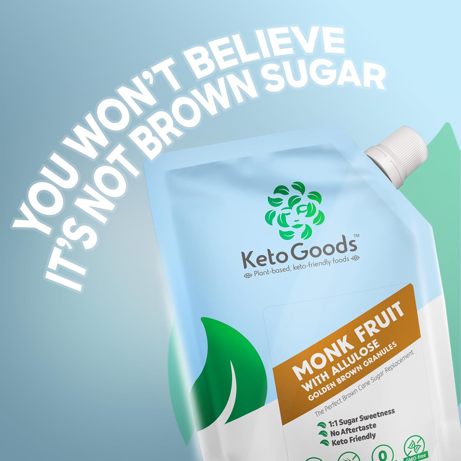 Keto Goods Monk fruit with allulose - baker\'s brown granules - perfect golden brown sugar replacement with 1:1 sugar sweetness - 1.87lbs (30oz/850g)