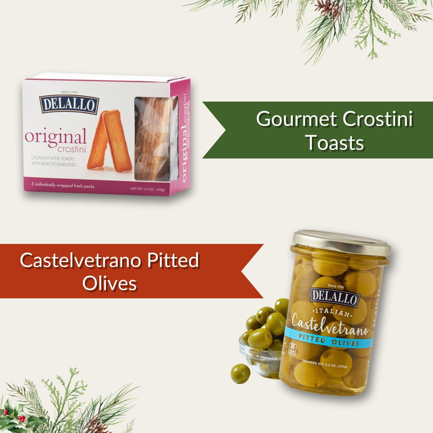 DeLallo DeLallo Gourmet Charcuterie Italian Gift Basket, Imported Full-Size Italian Granino Cheese and Salami Gift Basket, Gourmet Charcuterie Food for Holidays and Christmas, Gift Box Included