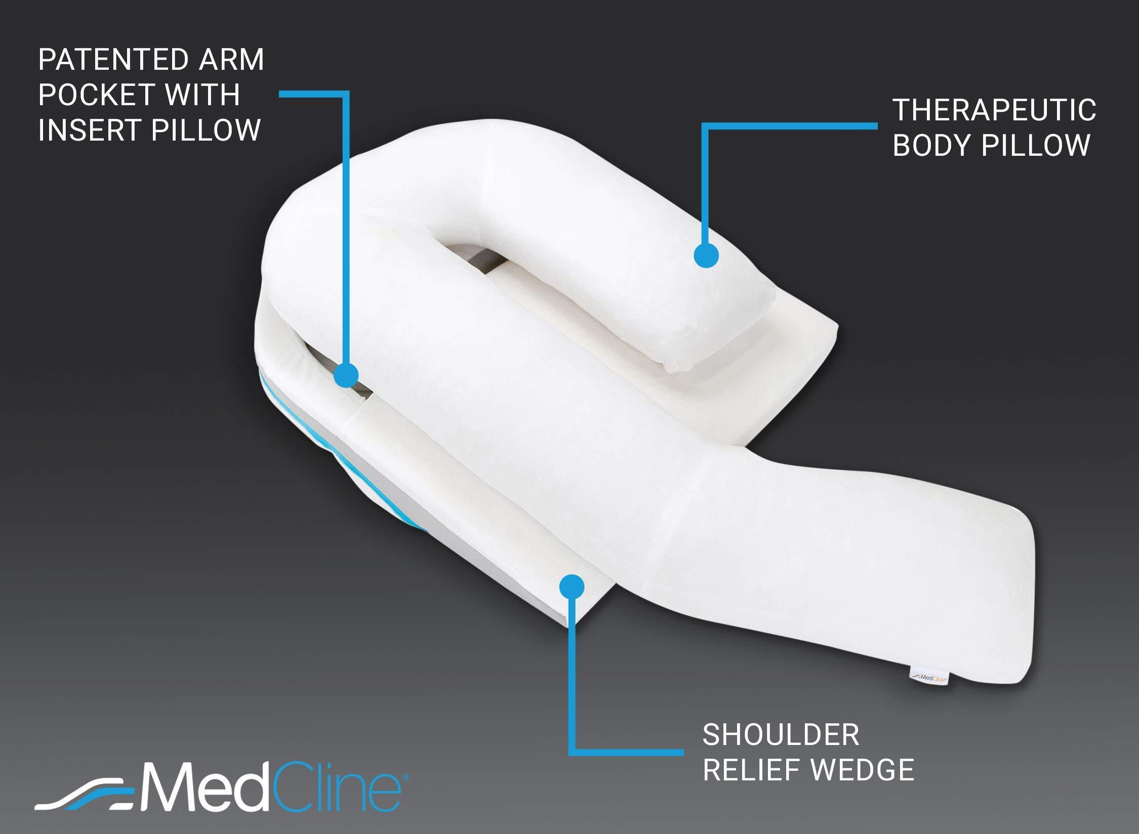 MedCline MedCline Shoulder Relief System with Extra Cases, Bed Wedge Pillow for Shoulder Pain Relief and Therapeutic Body Pillow, Inclined Sleep Position with Arm Pocket, Large for 5'10" and Above