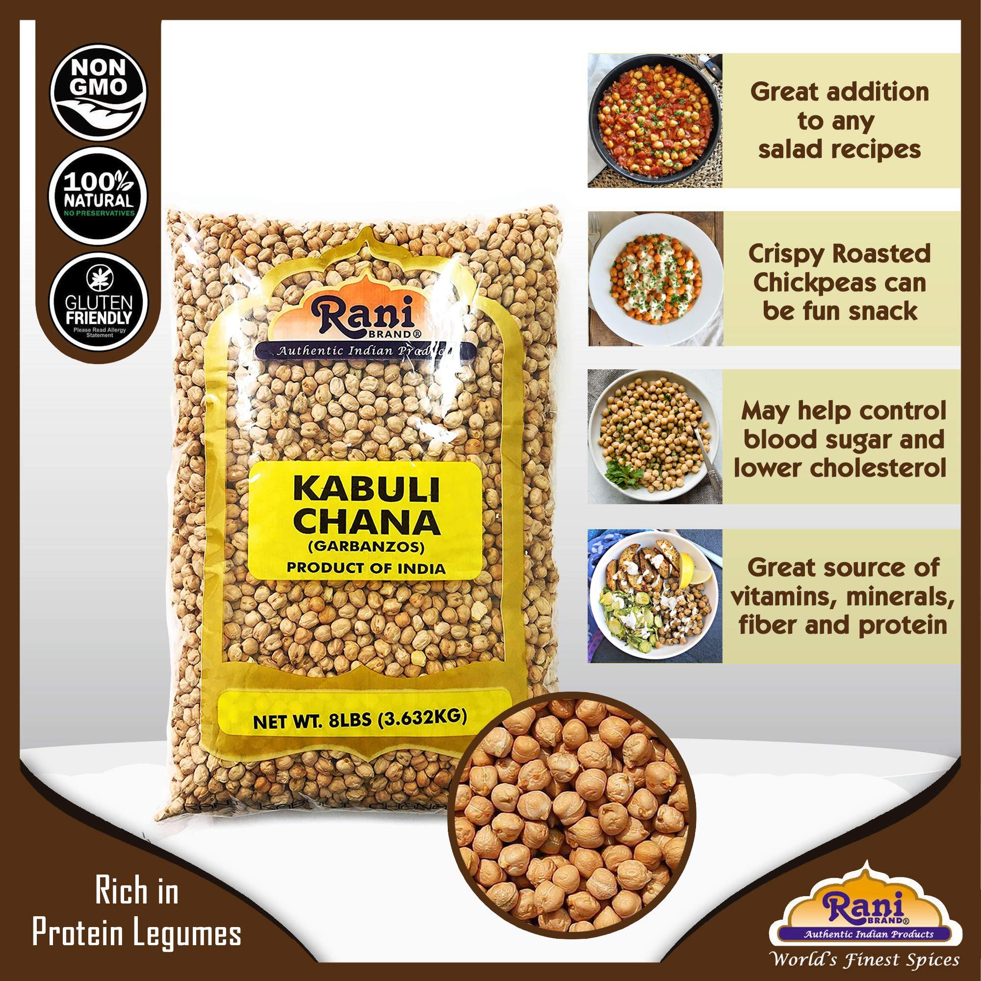 Rani Brand Authentic Indian Products Rani Garbanzo Beans (Kabuli Chana) 128oz (8lbs) 3.63kg x Pack of 5 (Total of 40lbs) Bulk ~ All Natural | Vegan | Gluten Friendly | NON-GMO | Kosher | Indian Origin