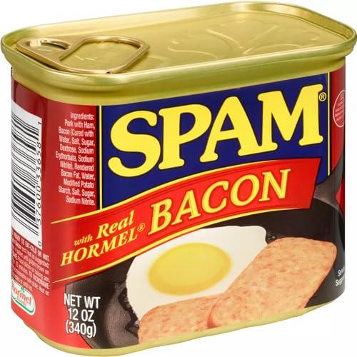 SPAM Spam Luncheon Meat Can, with Real Hormel Bacon, 12 Ounce (2 Count)