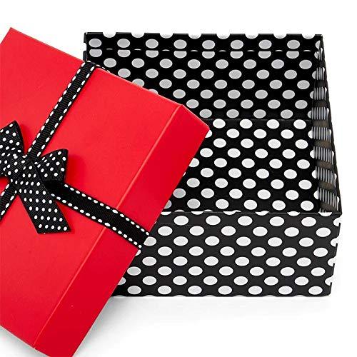Paper Mart Paper Mart Red Top Polka Dot Box with Ribbon 5\" X 5\" X 3\" | Quantity: 24