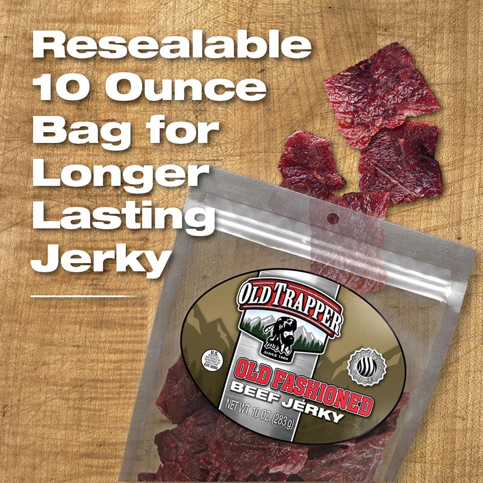 Old Trapper Old Trapper Beef Jerky, Old-Fashioned 10-Ounce Bag, Tender Meat Snacks for Lunches or Between Meals, 11 Grams of Protein, Zero Grams of Fat, and 70 Calories per Ounce (Pack of One)