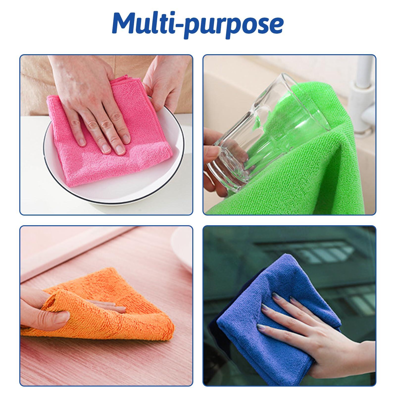 Ttarxug Ttarxug Microfiber Cleaning Cloths, Premium All-Purpose Car Cloth, Lint Free, Scratch-Free, Absorbent Cleaning Towel for Cars, SUVs, House, Kitchen, Window, Gifts(10in.x10in.) (Rose red, 100)