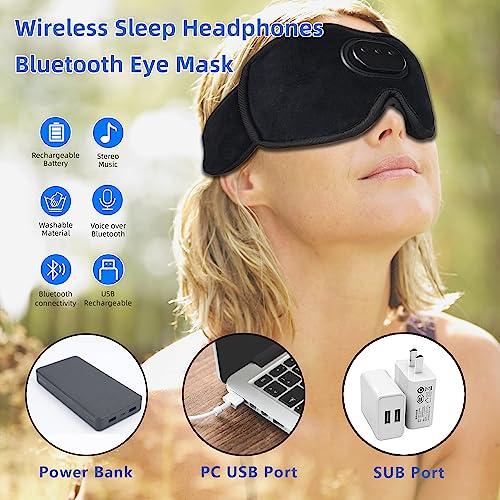 SYPVRY Heated Eye Mask with Bluetooth Headphones SYPVRY Wireless Sleep Eye Mask Headphones for Sleeping with Temperature & Timer Control, Warm Eye Compress USB Heated Mask for Dry Eyes Style, Black