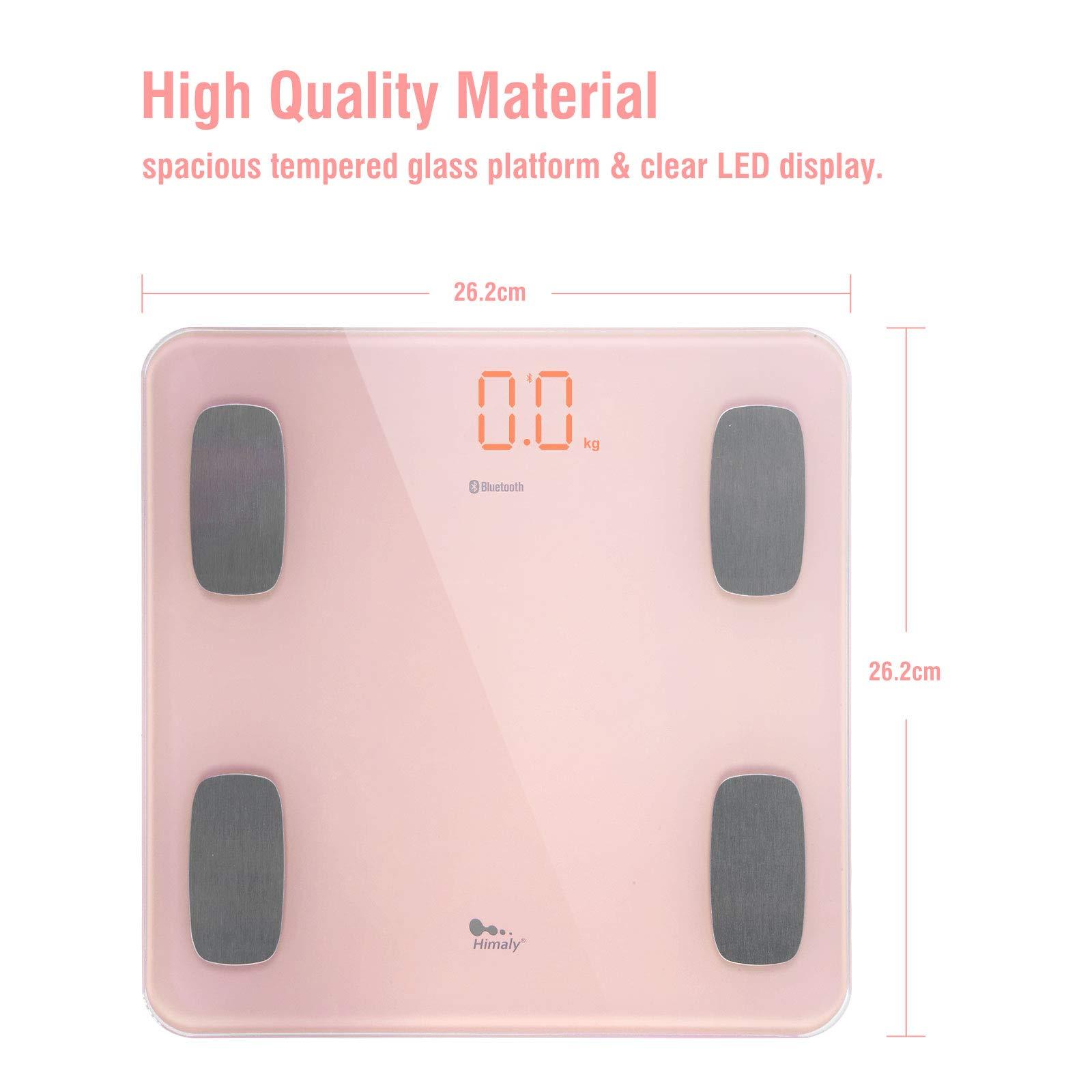 AGM himaly Body Fat Scale, Smart BMI Scale Digital Bathroom Wireless Weight Scale, Body Monitor Health Composition Analyzer with Smartphone App sync with Bluetooth-Compatible, 400 lbs - Pink