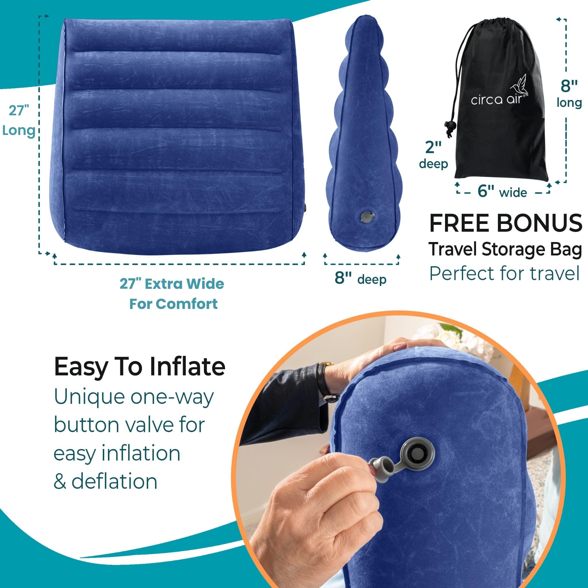Circa Air Circa Air Inflatable Wedge Pillow for Travel Wedge Pillow for Sleeping, Extra Wide 27" Triangle Sit Up Pillows for After Surgery, Sleep Wedges for Acid Reflux or Snoring, Incline Pillow for GERD
