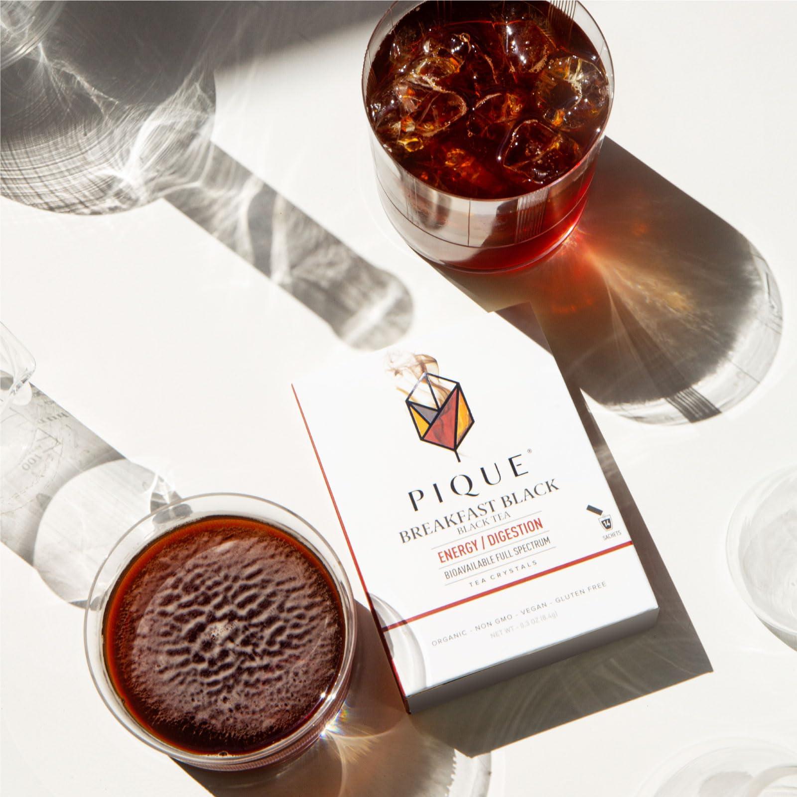 PIQUE Pique Organic English Breakfast Tea Crystals - Caffeinated Black Tea for Energy, Prebiotic Polyphenols Support Healthy Digestion, Immunity - 14 Single Serve Sticks (Pack of 1)
