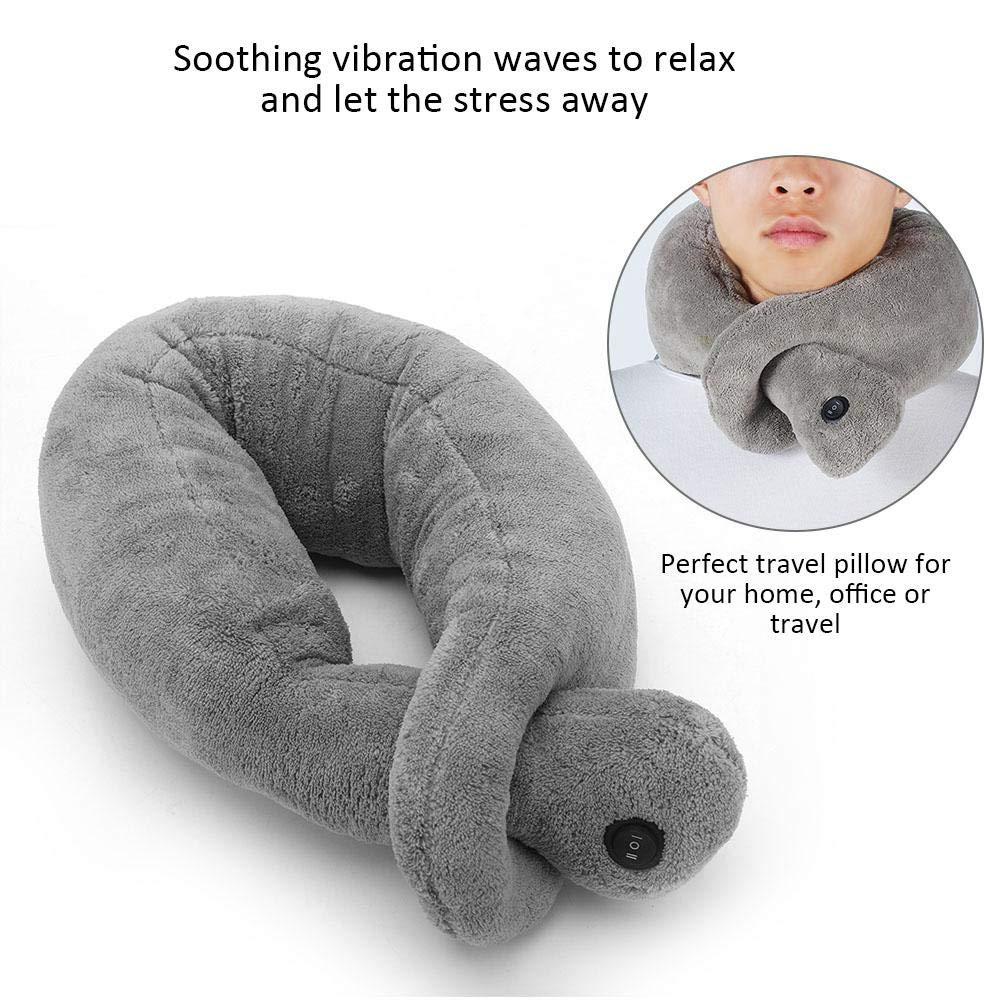 TMISHION Massage Pillow, Vibrating Massaging Neck Pillow Neck Travel Pillow Massage Cushion Relax Muscles Relieve Stress, Use At Office, Home And Car