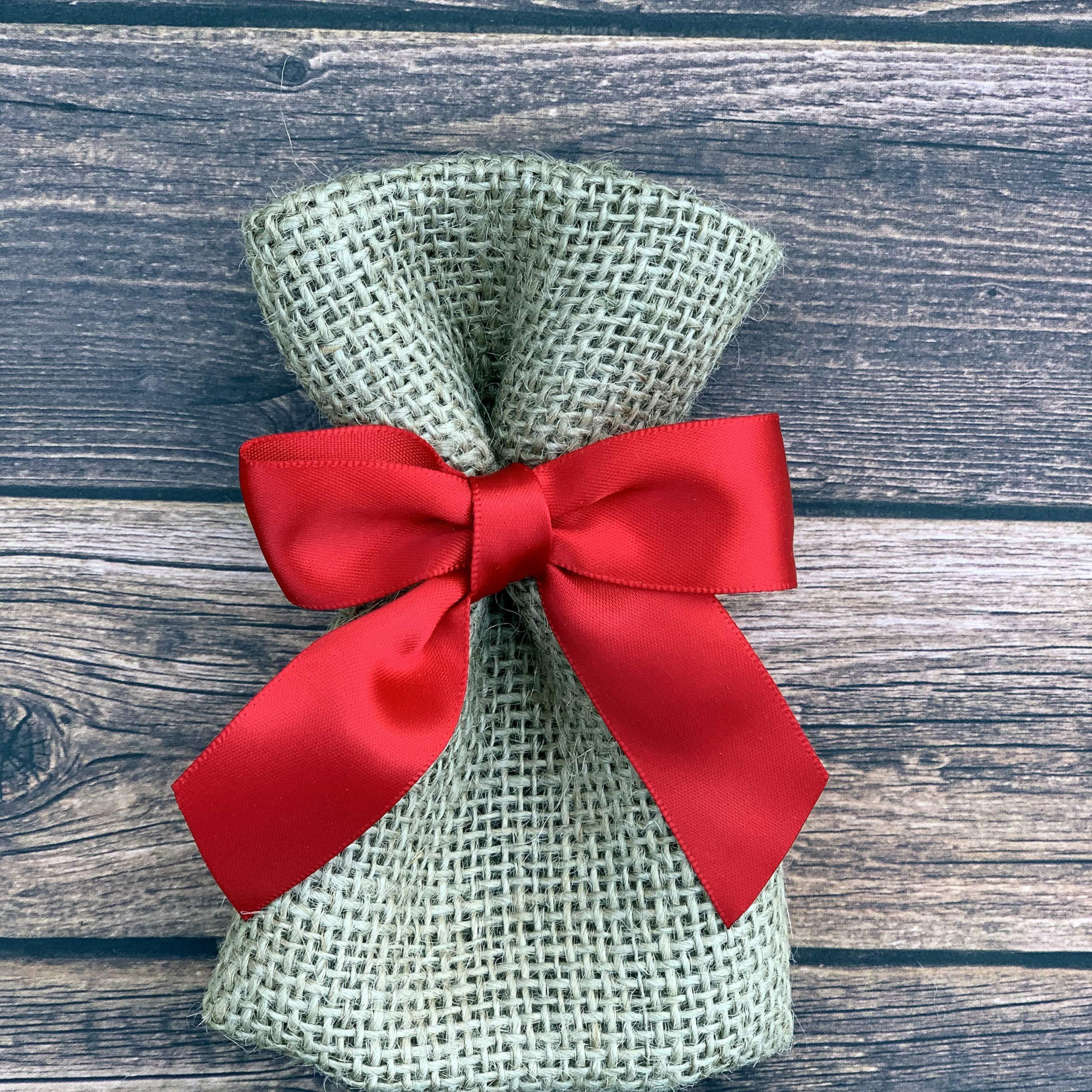 GiftWrap Etc. Pre-Tied Red Satin Bows - 4 1/2 Wide, Valentines Day, Presidents Day & Memorial Day Gift Wrap, 4th of July & Fall Bows, Christmas Wedding Embellishments, Birthday & Gift Basket Decor