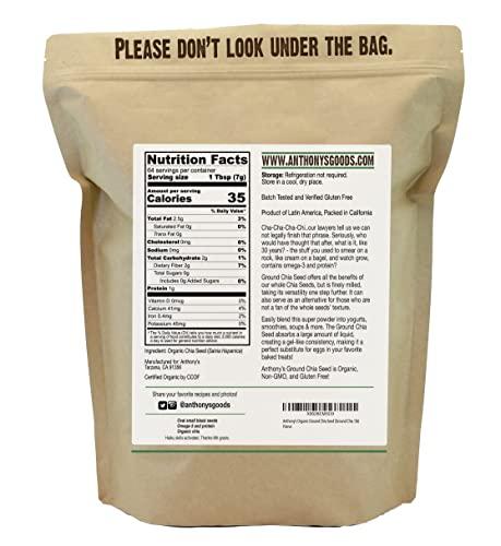 Anthony's Anthony's Organic Ground Chia Seed, 1 lb, Finely Ground, Cold Milled, Gluten Free, Non GMO