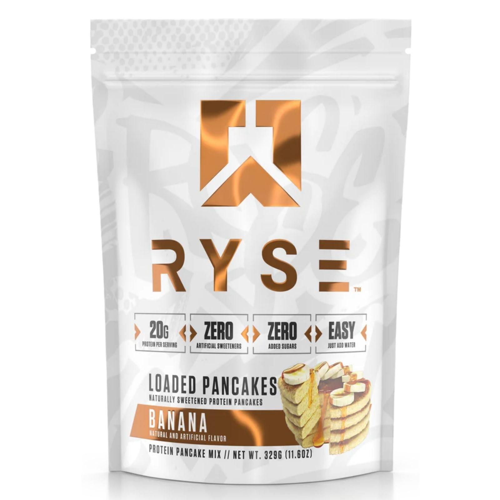 RYSE Up Supplements RYSE Loaded Protein Pancakes | Naturally Sweetened Protein Pancake Mix | Zero Added Sugars | 21g Protein & 3g Healthy MCTs | 6 Servings (Banana)