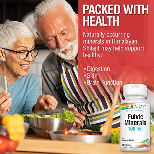 SOLARAY Solaray Fulvic Minerals 100 mg | Himalayan Shilajit | Healthy Digestion, Skin & Brain Support | 30 VegCaps