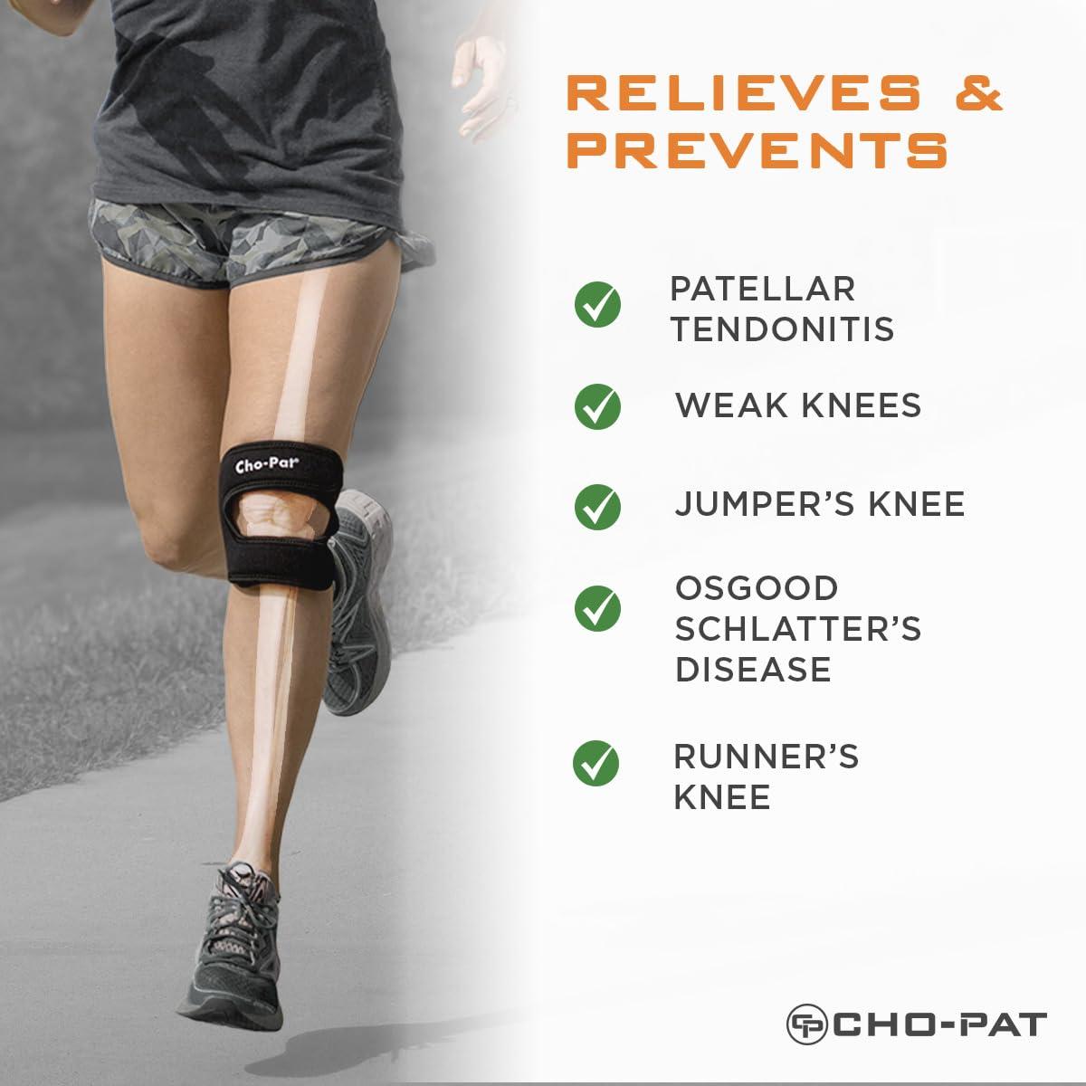 Cho-Pat Cho-Pat Dual Action Double-Layer Adjustable Knee Strap, Pain Relief for Chondromalacia, Osgood Schlatters, Tendonitis, and Meniscus Tears, Large, 1 Pair
