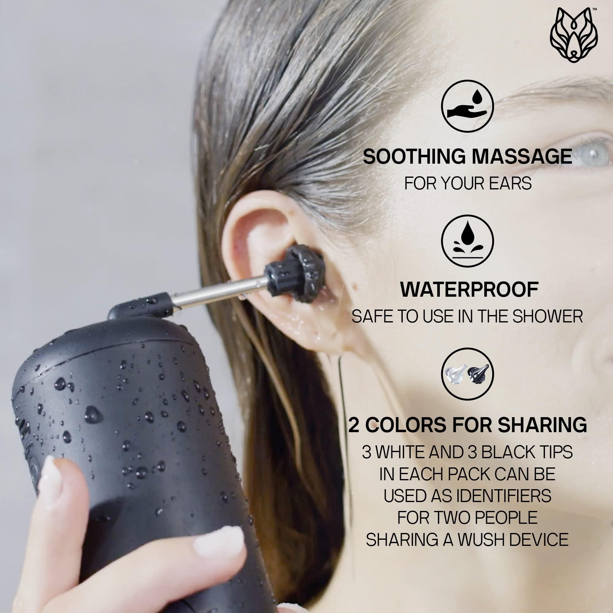 Black Wolf Wush Water Powered Ear Cleaner by Black Wolf, 6 Reusable Replacement Tips - Electric Triple Jet Stream with 3 Pressure Settings Prevents Ear Wax Buildup - Ear Wax Removal Kit