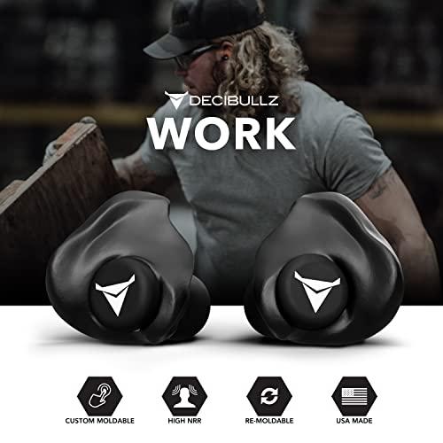 Decibullz Decibullz - Custom Molded Earplugs, 31dB Highest NRR, Comfortable Hearing Protection for Shooting, Travel, Swimming, Work and Concerts (Black)