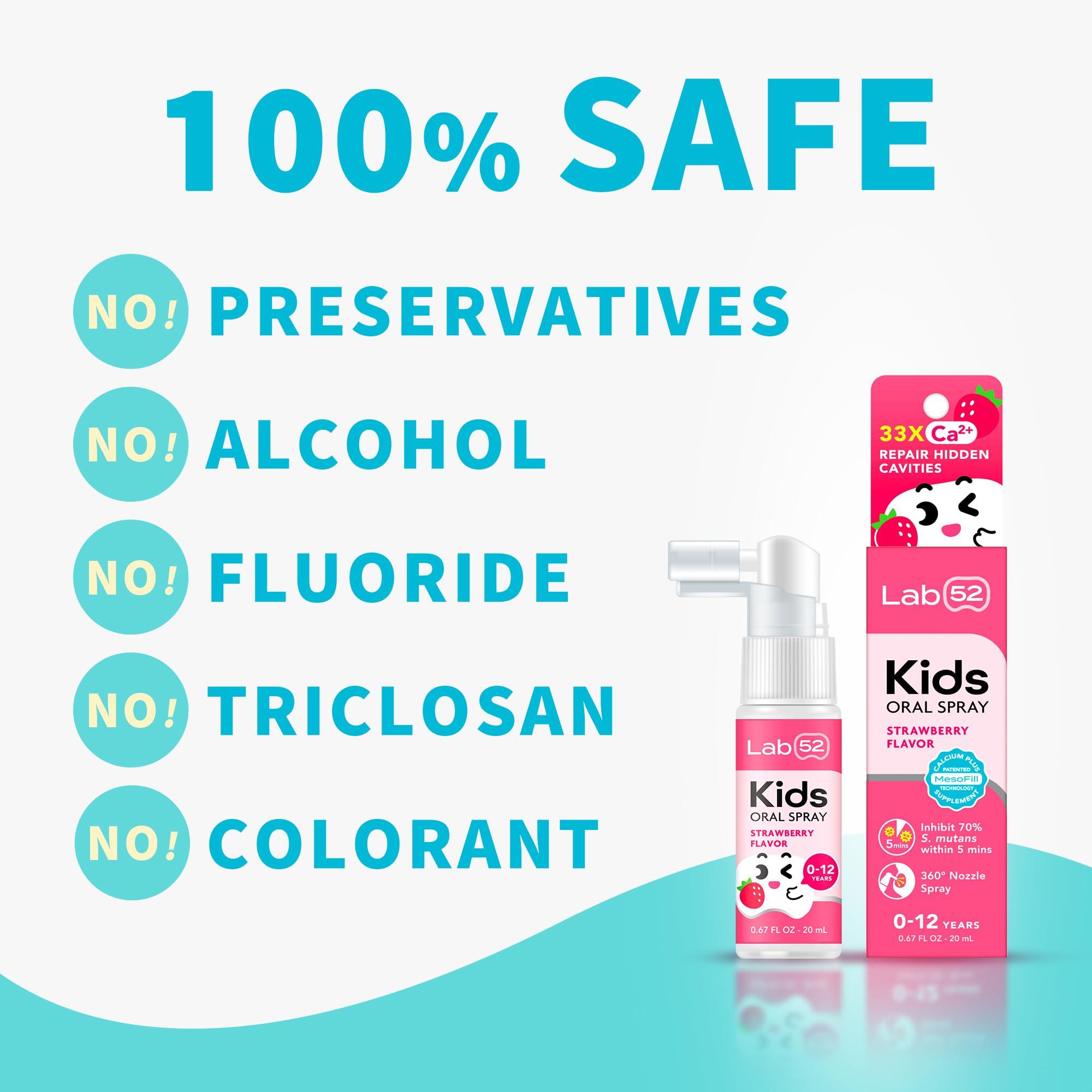 LAB 52 LAB52 Kids Oral Spray, Toddler Toothpaste Helper for Cavity Repair and Fresh Breath, Children Anticavity with Fluoride Free for Newborn to Preschoolers, Xylitol Grape Flavor