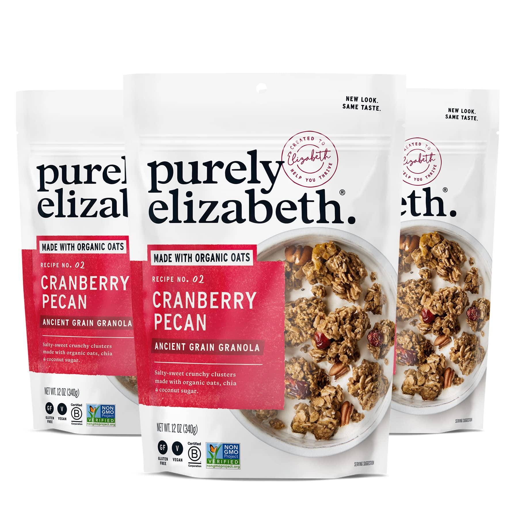 purely elizabeth Purely Elizabeth, Cranberry Pecan, Ancient Grain Granola, Gluten-Free, Non-GMO, 12 Oz Bags (Pack of 3)
