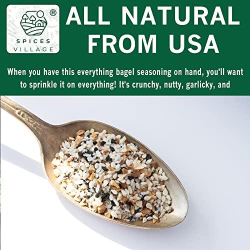 Spices Village SPICES VILLAGE Everything Bagel Seasoning [ 8 oz ] Blend of Sea Salt, Minced Garlic, Onion Flakes, Sesame Seeds, Poppy - Kosher Certified, Gluten Free, Vegan, Keto Bagels, Resealable Bulk Bag