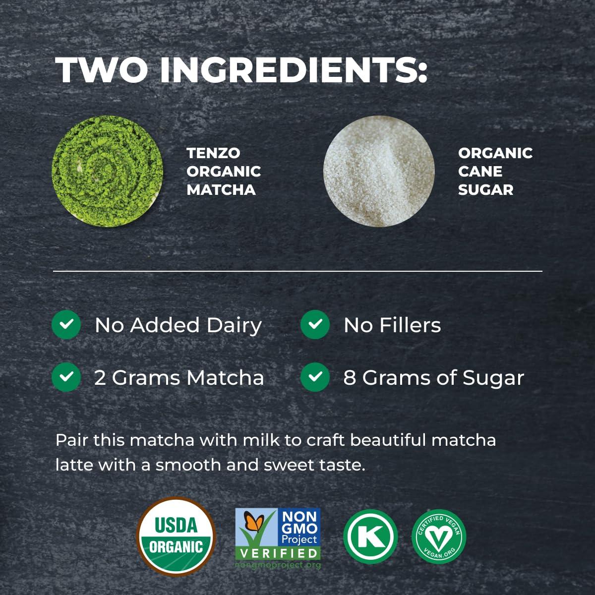 Tenzo Tea Tenzo Matcha Green Tea Powder, Organic Cafe Sweetened Matcha Latte Green Tea Powder, Ceremonial Barista Crafted Mix - Authentically Japanese - Matcha Latte Mix (35.27 Ounce)