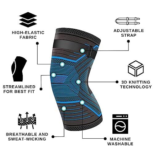 DCF DCF Compression Knee Sleeve with Adjustable Strap (1-Pack) (Small, Blue)