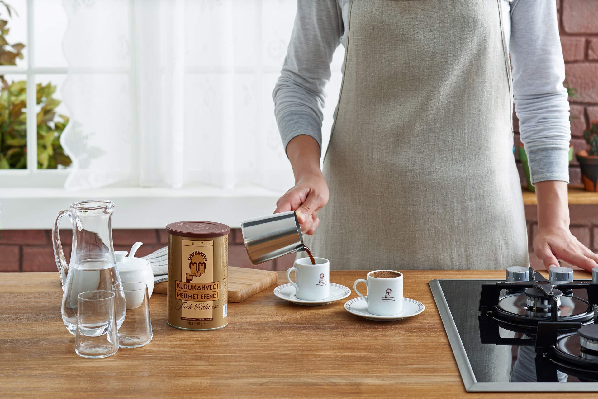 Kurukahveci KURUKAHVECI MEHMET EFENDI Turkish Coffee, Arabica Beans, Roasted Ground,Rich Aroma, Fresh, Medium to Heavy-bodied, Original Taste Since 1871 (8.8 OZ / 250 Gr) Pack of 3