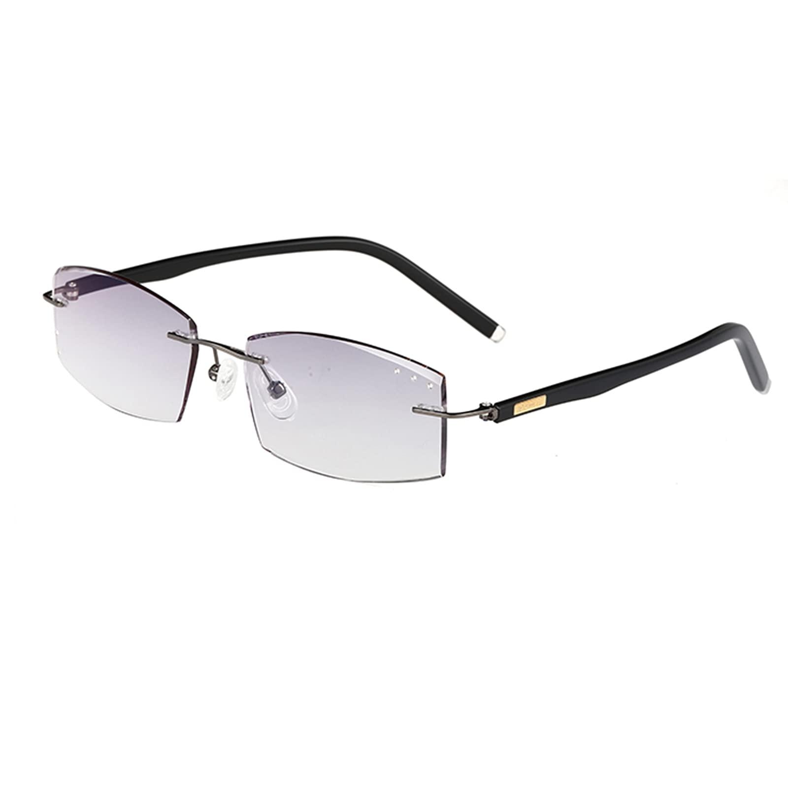 NWB Rimless Reading Glasses Blue Light Blocking for Men,Spring Hinge,Stylish Eyeglasses Anti Eye Strain/Glare/UV