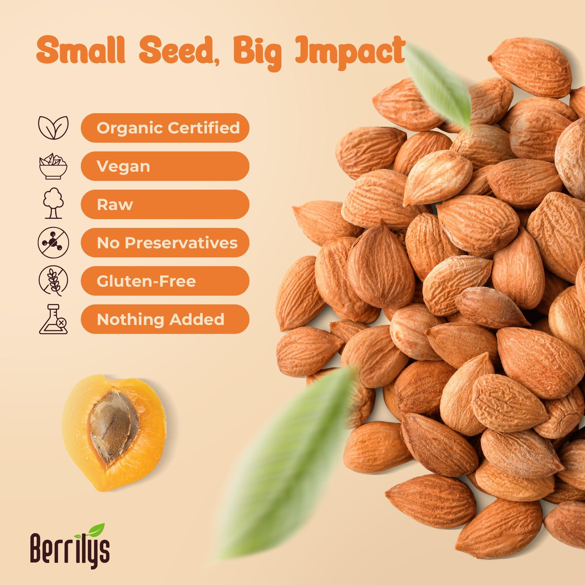 Berrilys Bitter Apricot Kernels, USDA Organic, Natural Bitter Apricot Seeds, 10 oz, Vegan, Non-GMO, Gluten Free