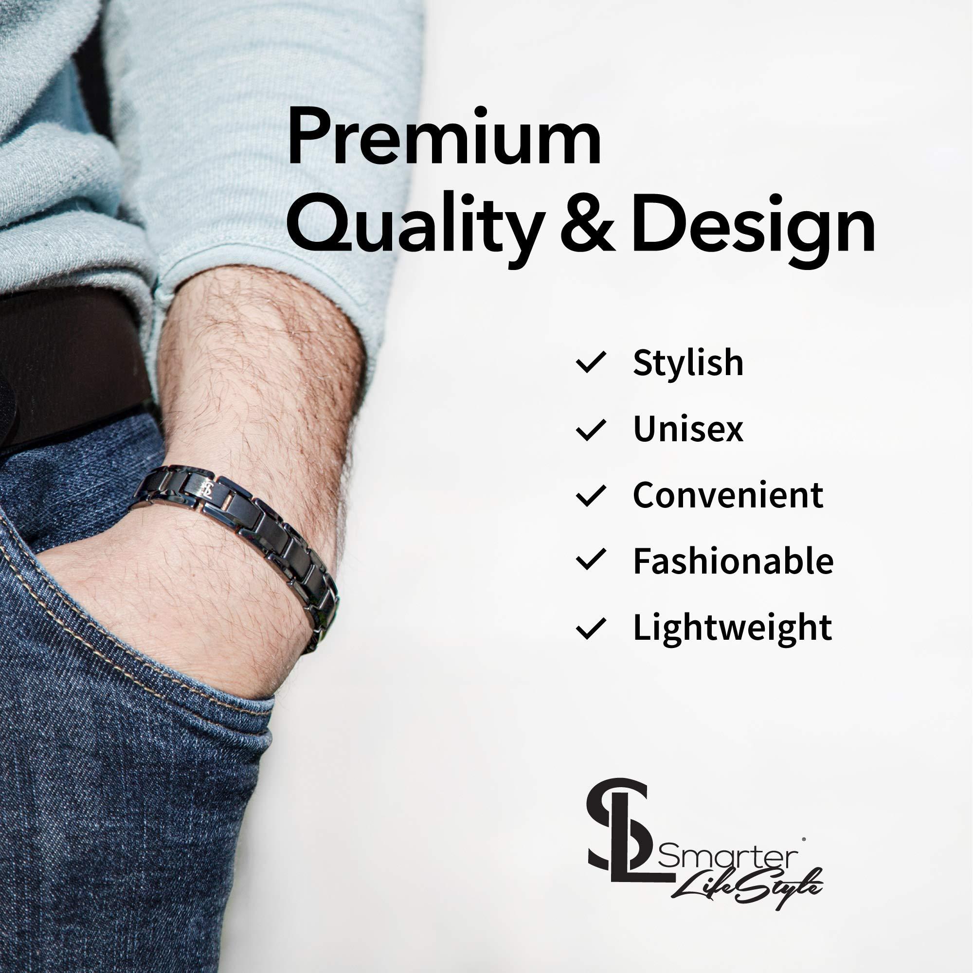 Smarter LifeStyle Smarter LifeStyle Elegant Titanium Magnetic Bracelet for Men And Women- Adjustable Bracelet Length with Sizing Tool for Perfect Fit, Women Mens Bracelet (Gunmetal Gray)