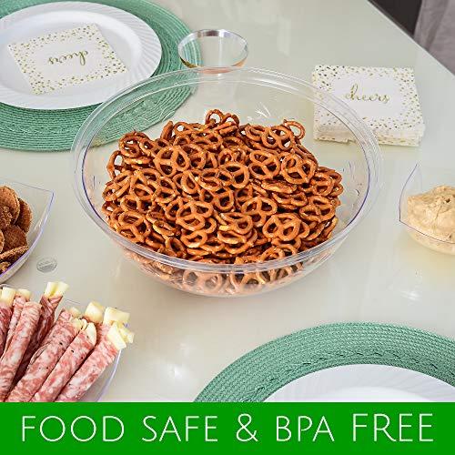 PLASTICPRO PLASTICPRO Disposable Round Serving Bowls, Party Snack or Salad Bowl, Plastic Crystal Clear Pack of 4 (X Large Bowls, 4)