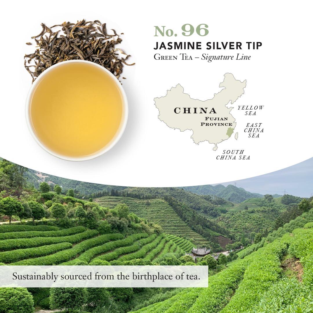 STEVEN SMITH TEAMAKER Smith Teamaker | Jasmine Silver Tip No. 96 | Caffeinated Green Tea with Jasmine Blossoms | Scented Full Leaf Green Tea (15 Sachets, 1.3oz each)