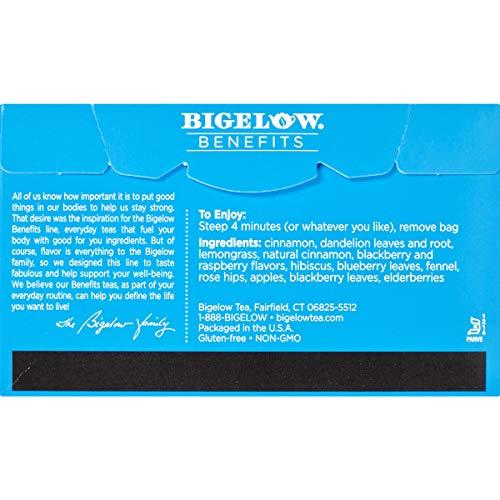 Bigelow Tea Bigelow Benefits Balance Cinnamon and Blackberry Herbal Tea, Caffeine Free, 18 Count (Pack of 6), 108 Total Tea Bags