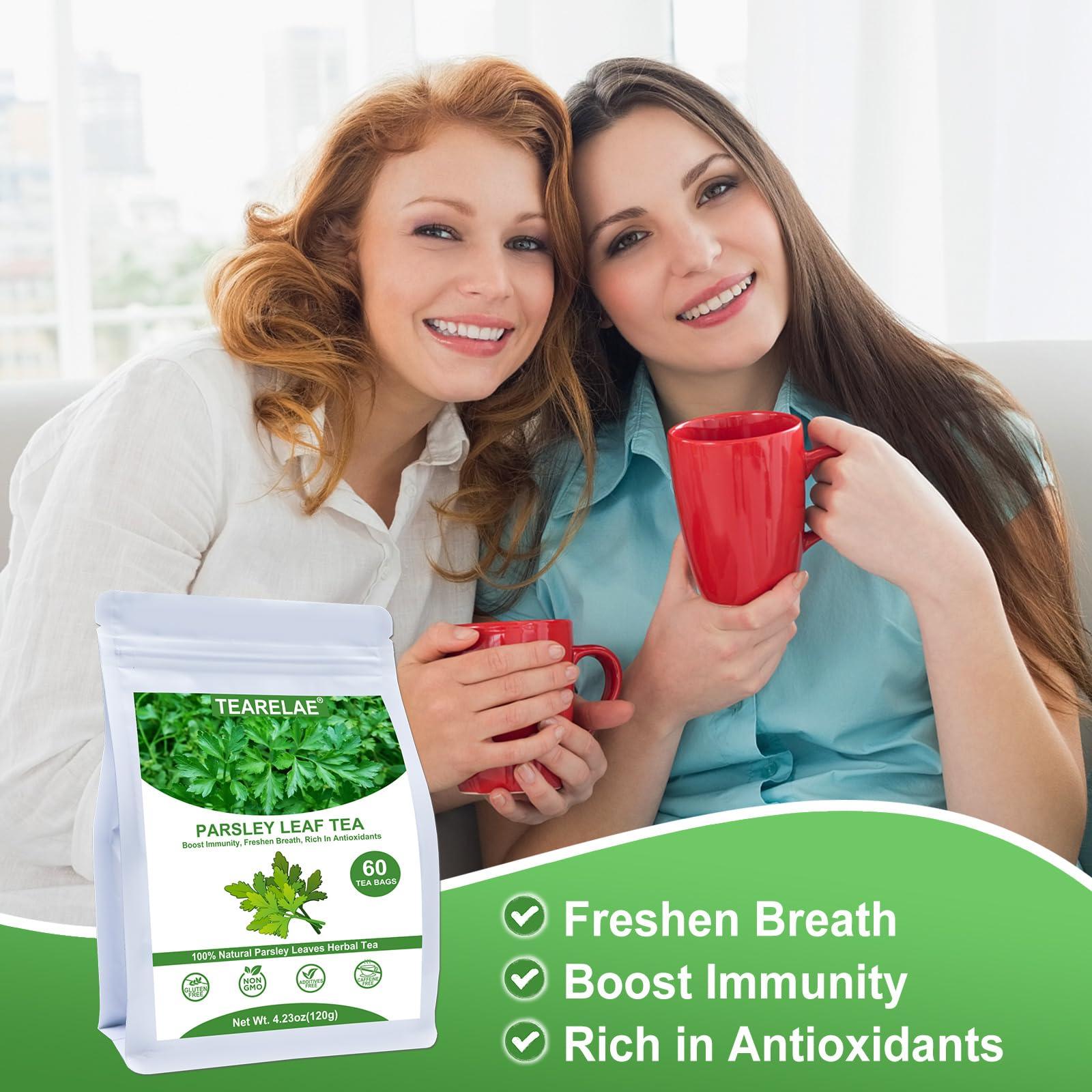 TEARELAE TEARELAE - Parsley Tea Bags - 60 Count - 100% Pure Natural Parsley Leaves - Boost Immunity, Freshen Breath - Non-GMO - Caffeine-Free