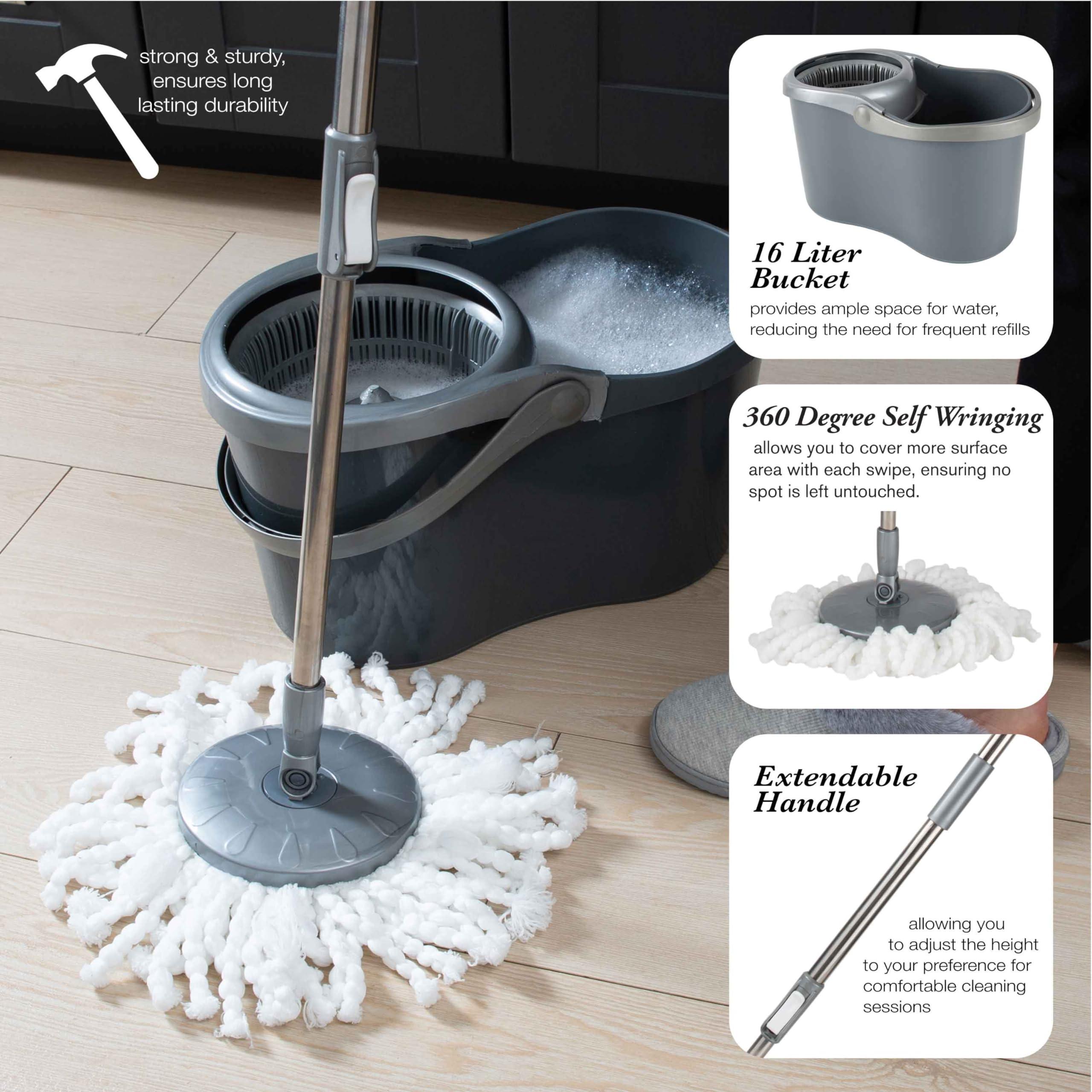 Simplify Simplify Self Wringing Mop & Bucket Set | 16 Liter | Extendable Handle | Gentle on Floors